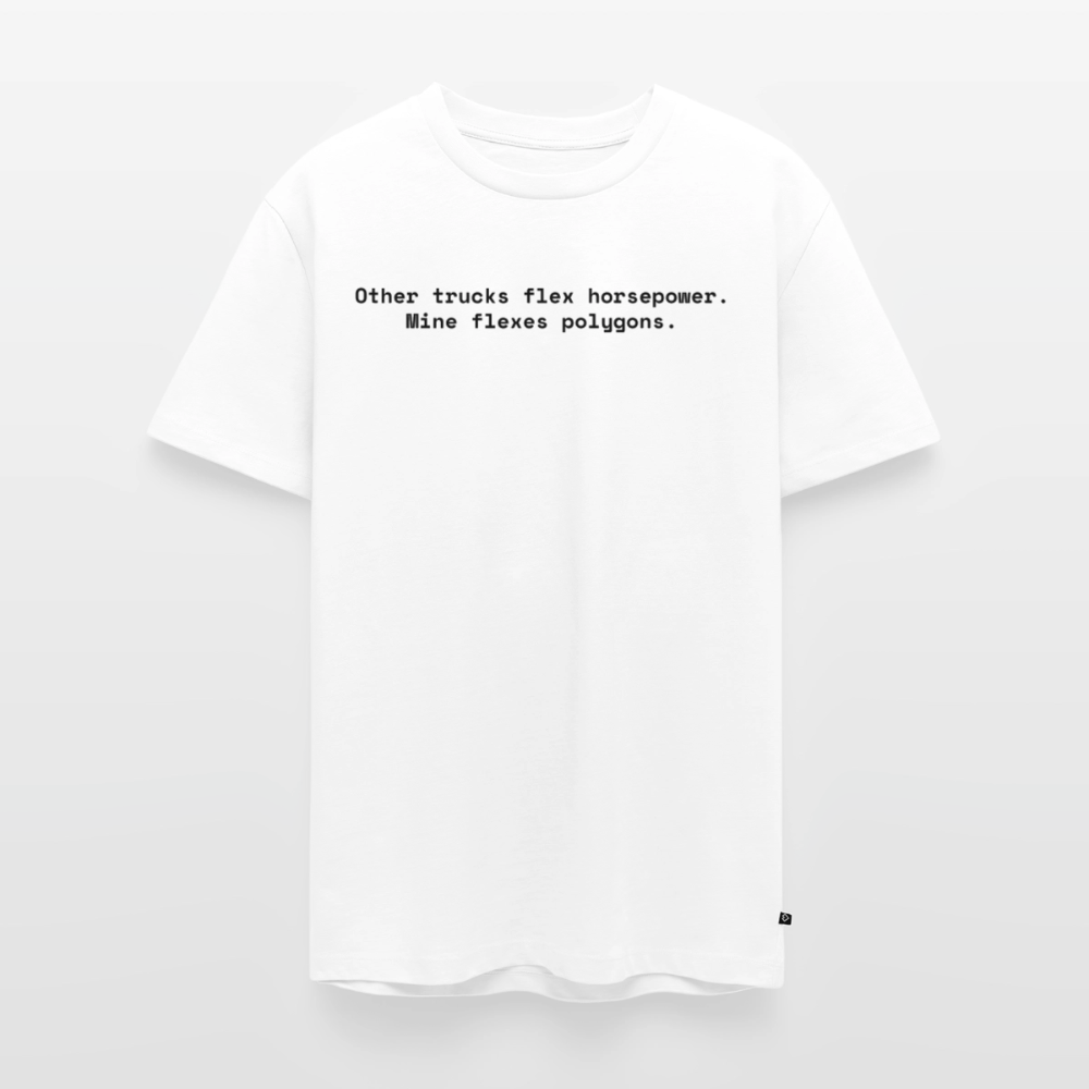 Other trucks flex horsepower. Mine flexes polygons. - Männer Premium T-Shirt - Weiß
