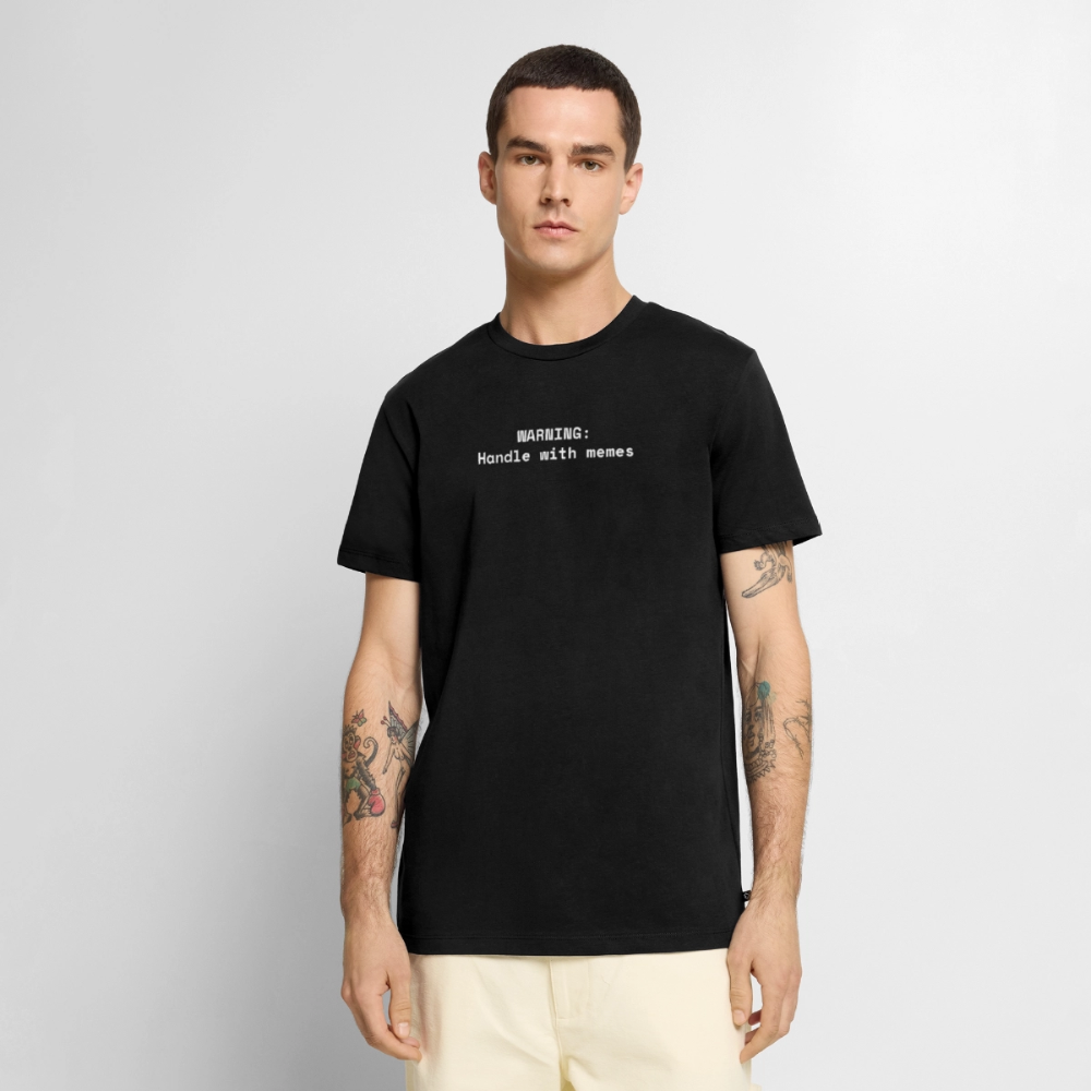 WARNING: Handle with memes - Männer Premium T-Shirt - Schwarz