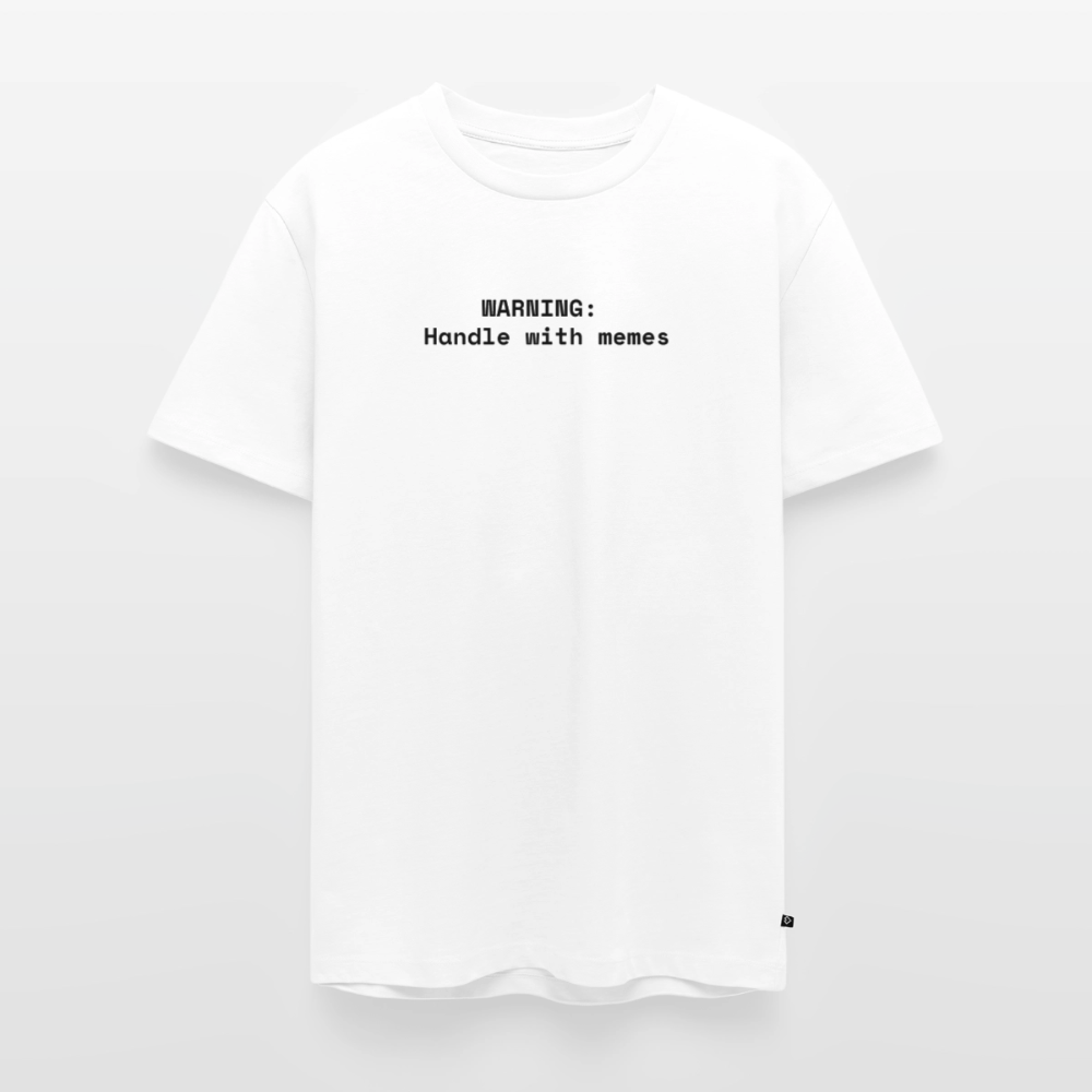 WARNING: Handle with memes - Männer Premium T-Shirt - Weiß